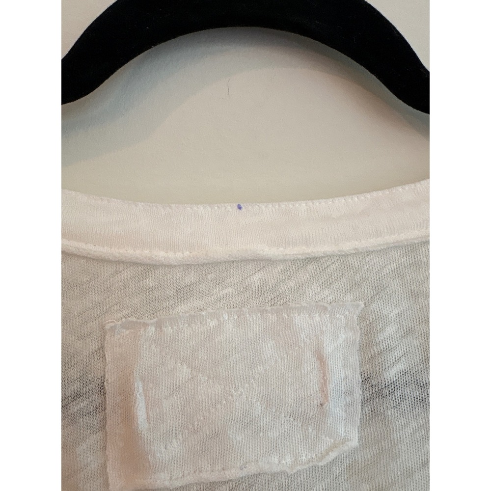 We The Free Cotton Linen Henley Long Sleeve Tee medium ivory white new - Picture 10 of 11